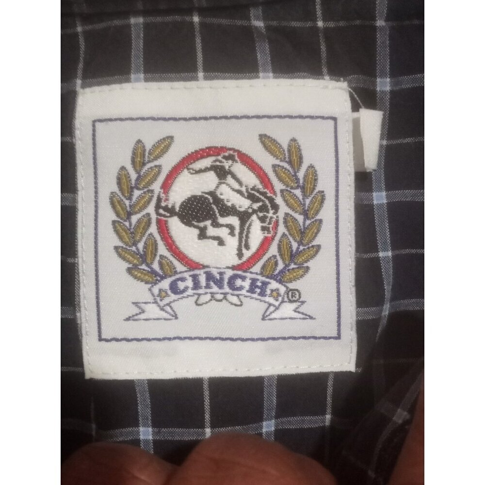 Cinch Men's Long Sleeve Shirt Button Down 100% Cotton, Cowboy, Blue Plaid Size M - Picture 9 of 13